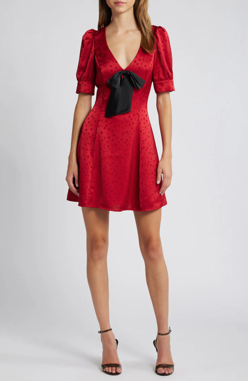 Dot Jacquard Satin Minidress