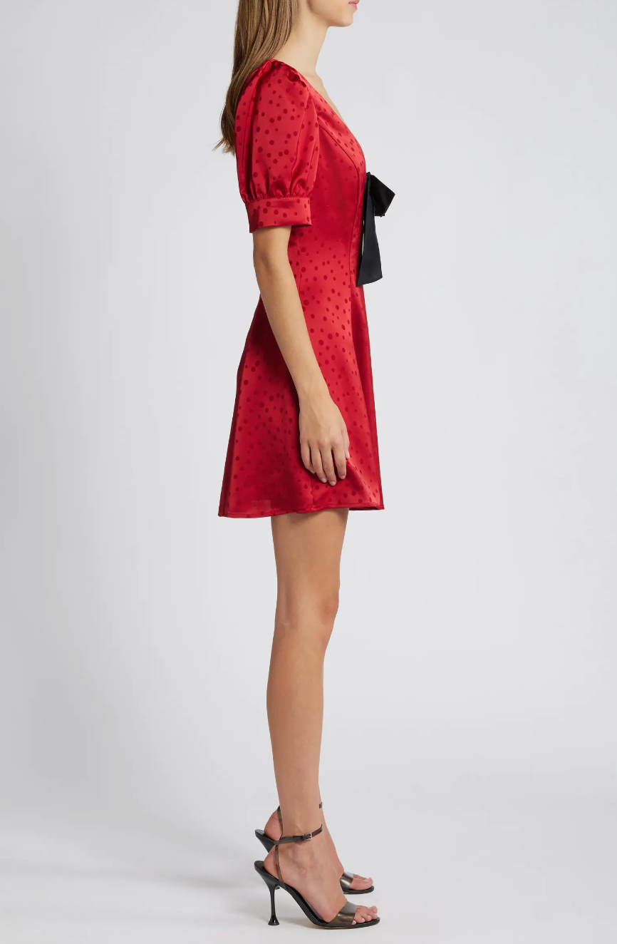 Dot Jacquard Satin Minidress