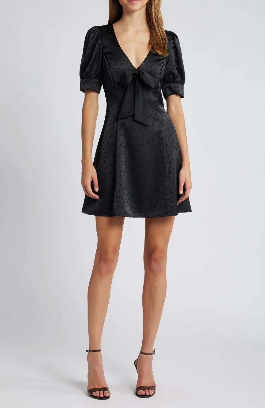 Dot Jacquard Satin Minidress