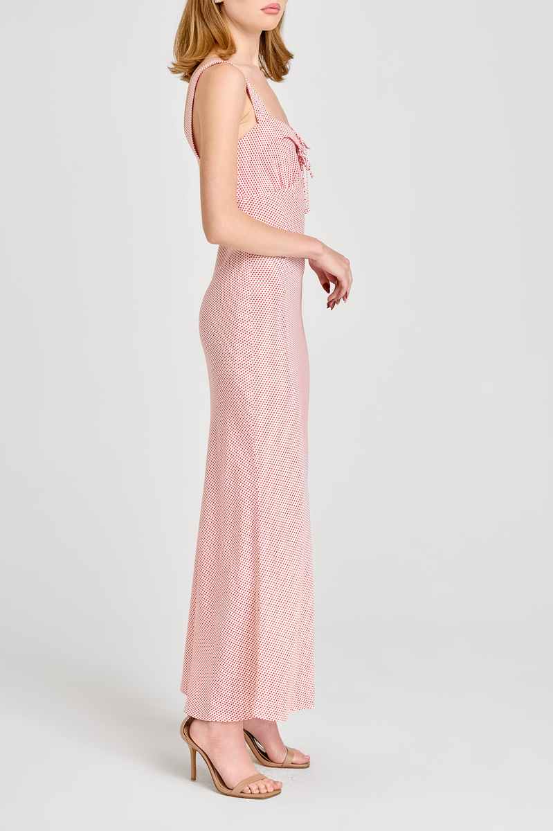 VIOLET TIE FRONT MIDI DRESS