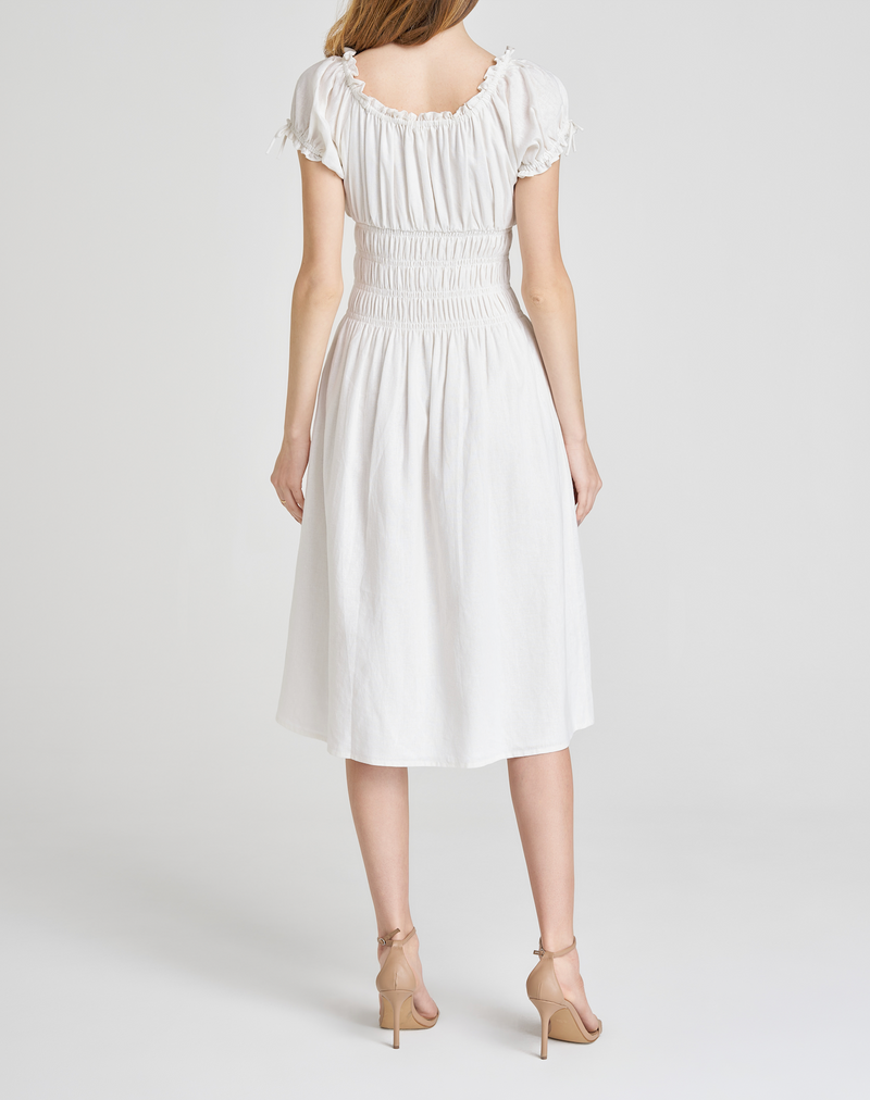 ADELINA SMOCKED MIDI DRESS