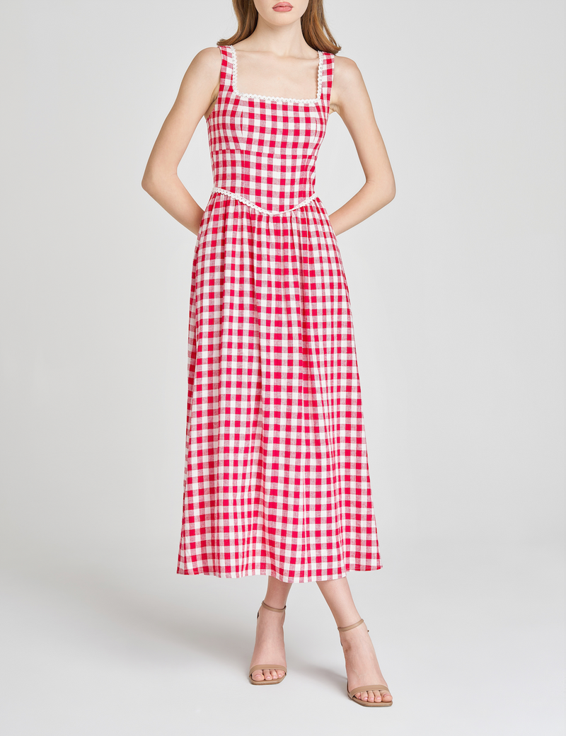 GRACIE GINGHAM MIDI DRESS