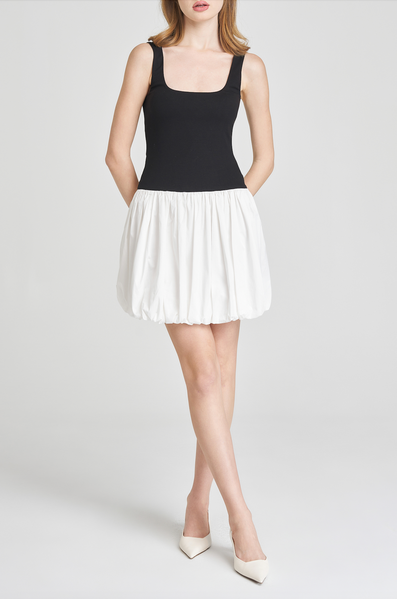 LILAH BUBBLE HEM MINI DRESS
