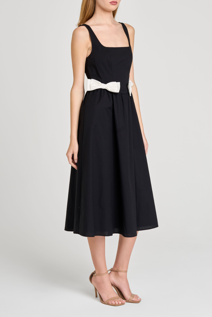 LIZZIE BOW TRIM MIDI DRESS
