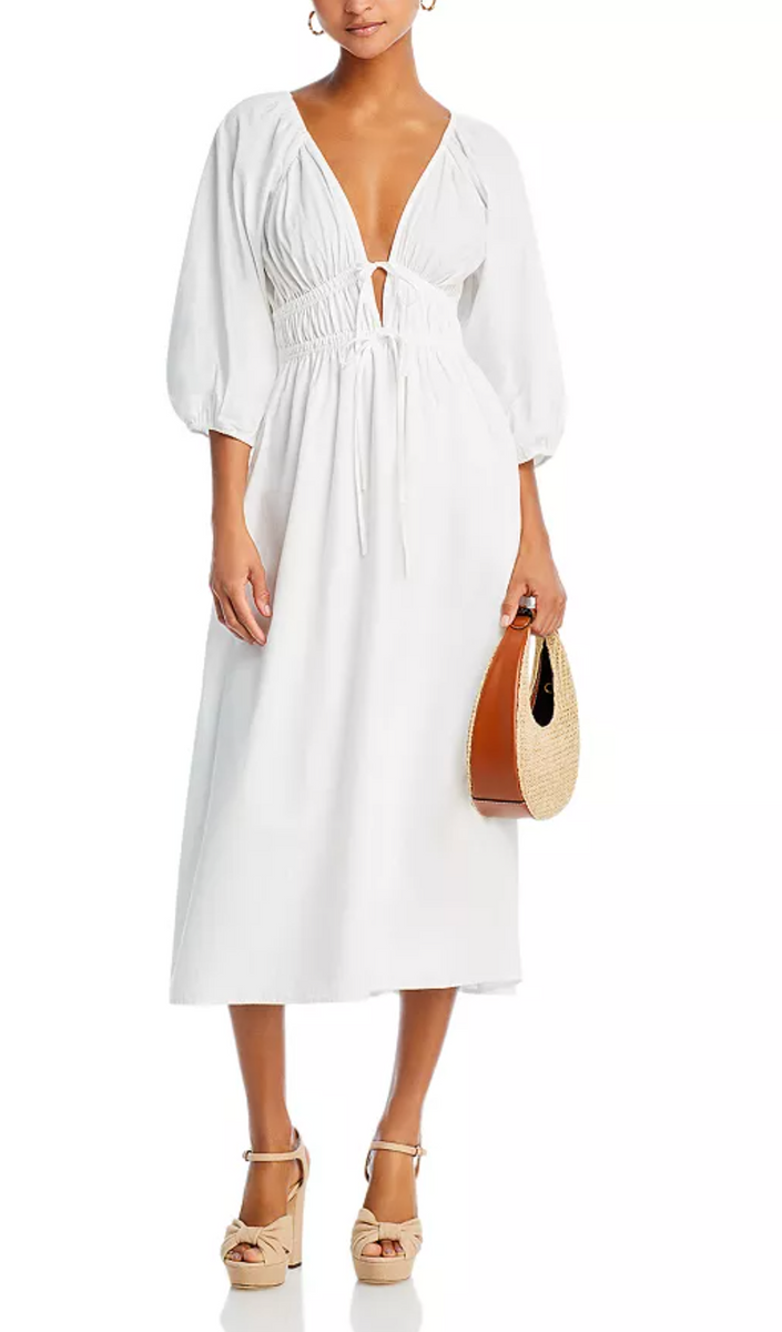 ANGELA RUCHED MIDI DRESS