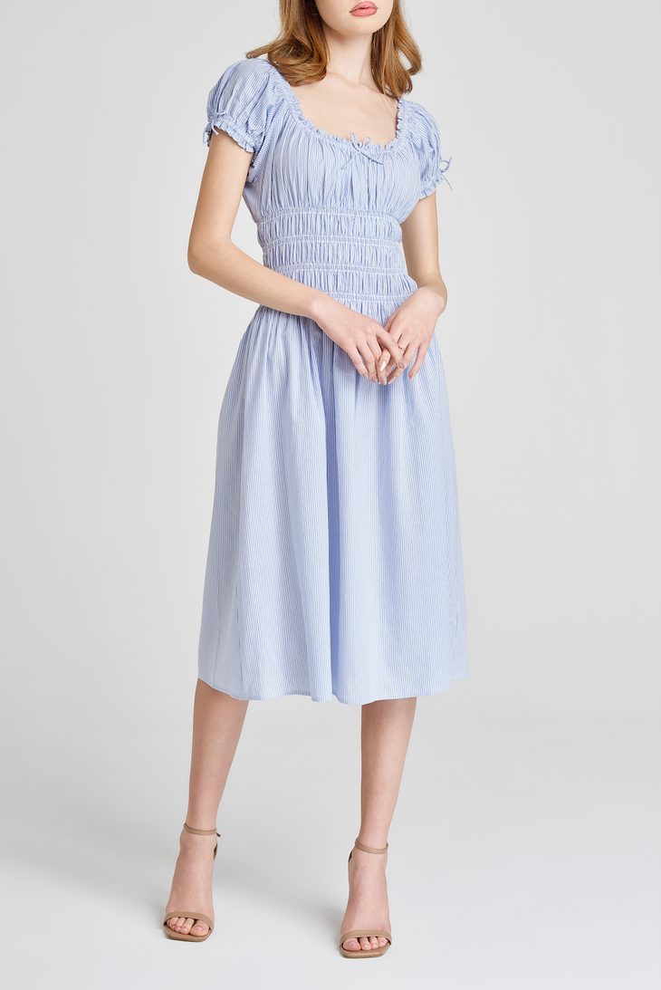 ADELINA SMOCKED MIDI DRESS