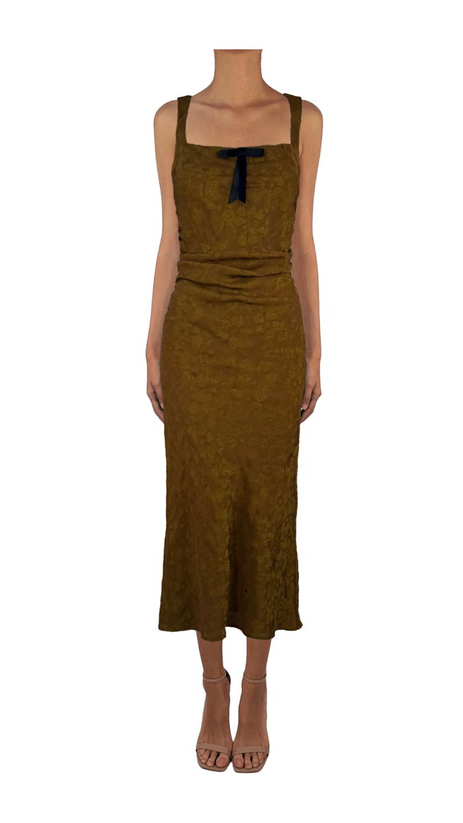 FAITHFUL RUCHED MIDI DRESS