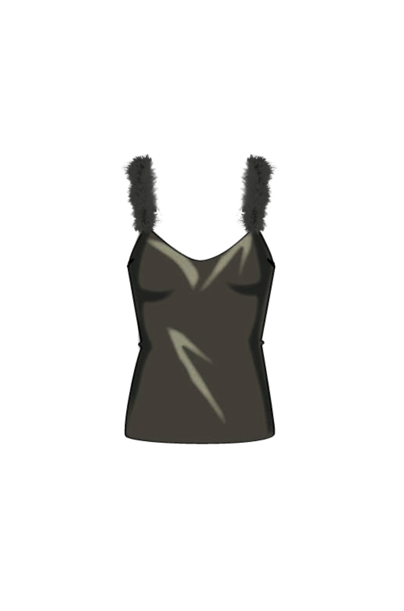 SYLVIE VELVET FEATHER STRAP CAMI