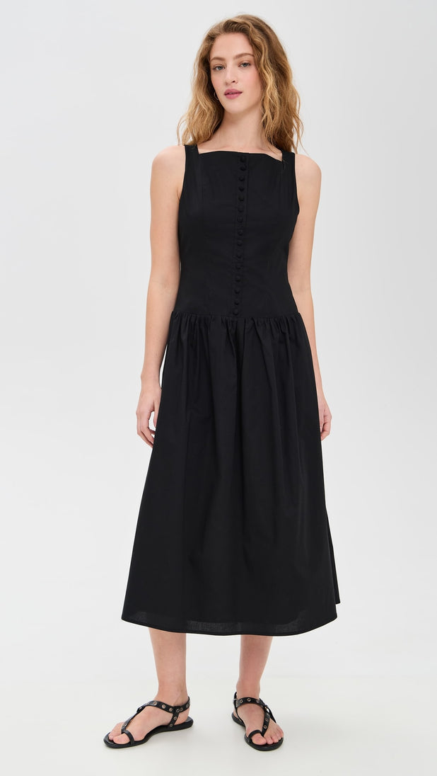 BUTTON UP MIDI DRESS