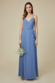 Bridesmaids Dress FRONT SLIT WRAP GOWN Purple