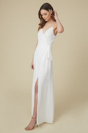 Bridesmaids Dress FRONT SLIT WRAP GOWN Purple