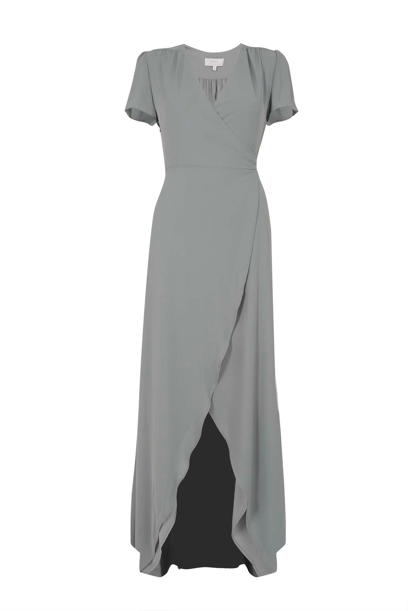 BRIDESMAIDS SHORT SLEEVE WRAP DRESS - Pale Green