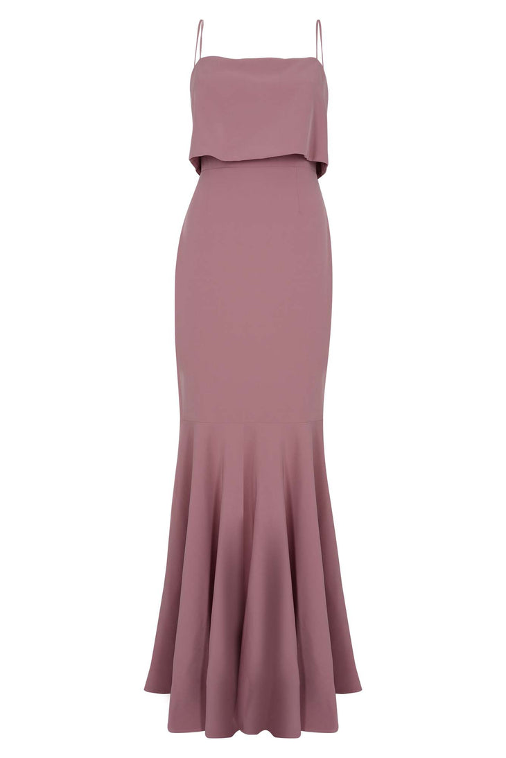 POP-OVER TRUMPET SKIRT BRIDESMAIDS GOWN - MAUVE