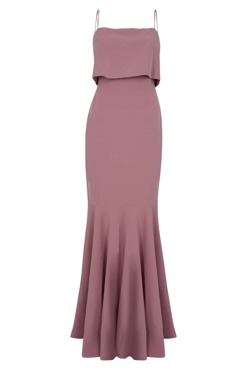 POP-OVER TRUMPET SKIRT BRIDESMAIDS GOWN - MAUVE