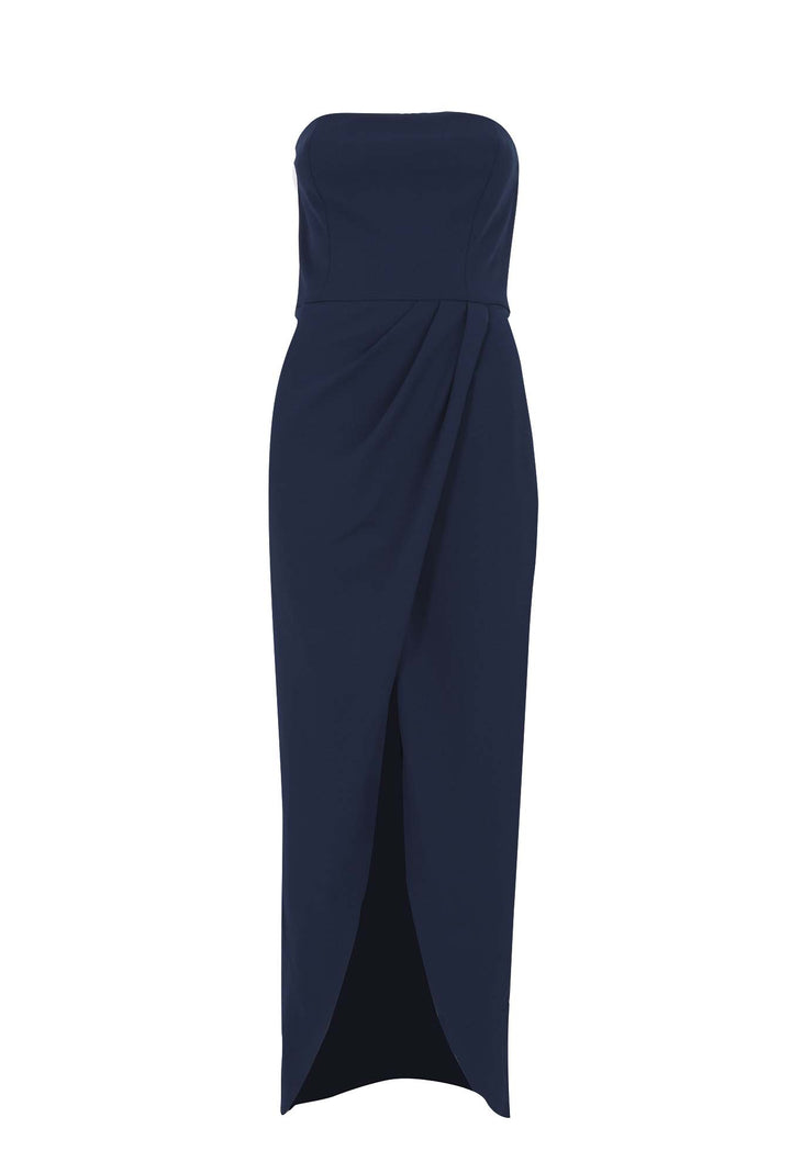 BRIDESMAIDS STRAPLESS TULIP HEM DRESS - NAVY 