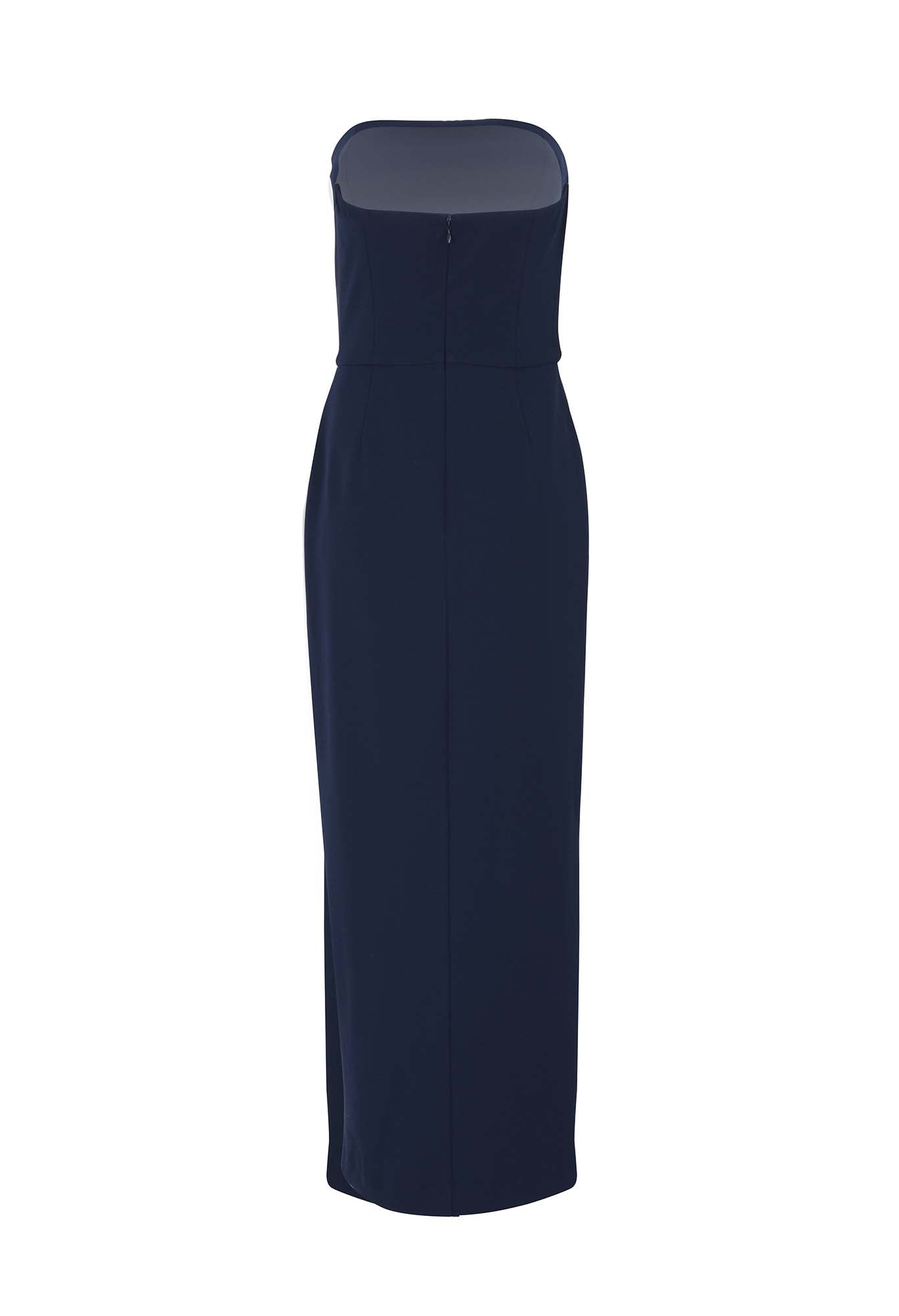 STRAPLESS TULIP HEM DRESS - NAVY (back)