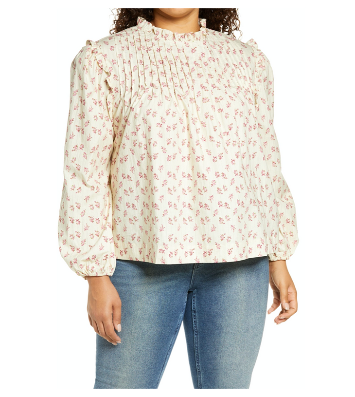 Linford Floral Pintuck Top