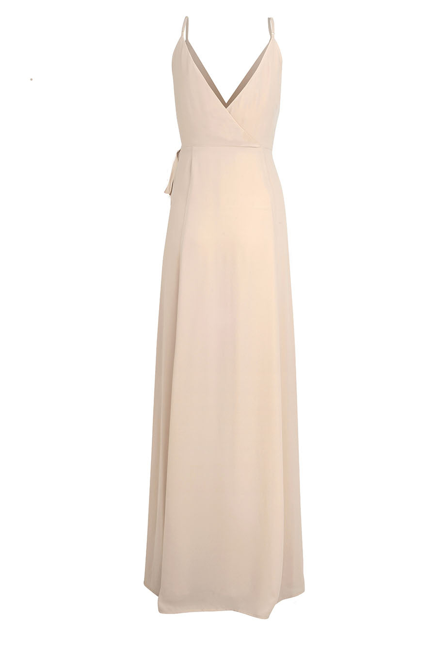 Bridesmaids Dress FRONT SLIT WRAP GOWN Champaigne (back)