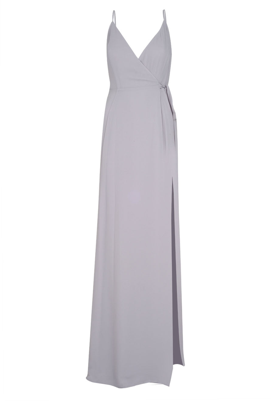 Bridesmaids Dress FRONT SLIT WRAP GOWN pastel light violet