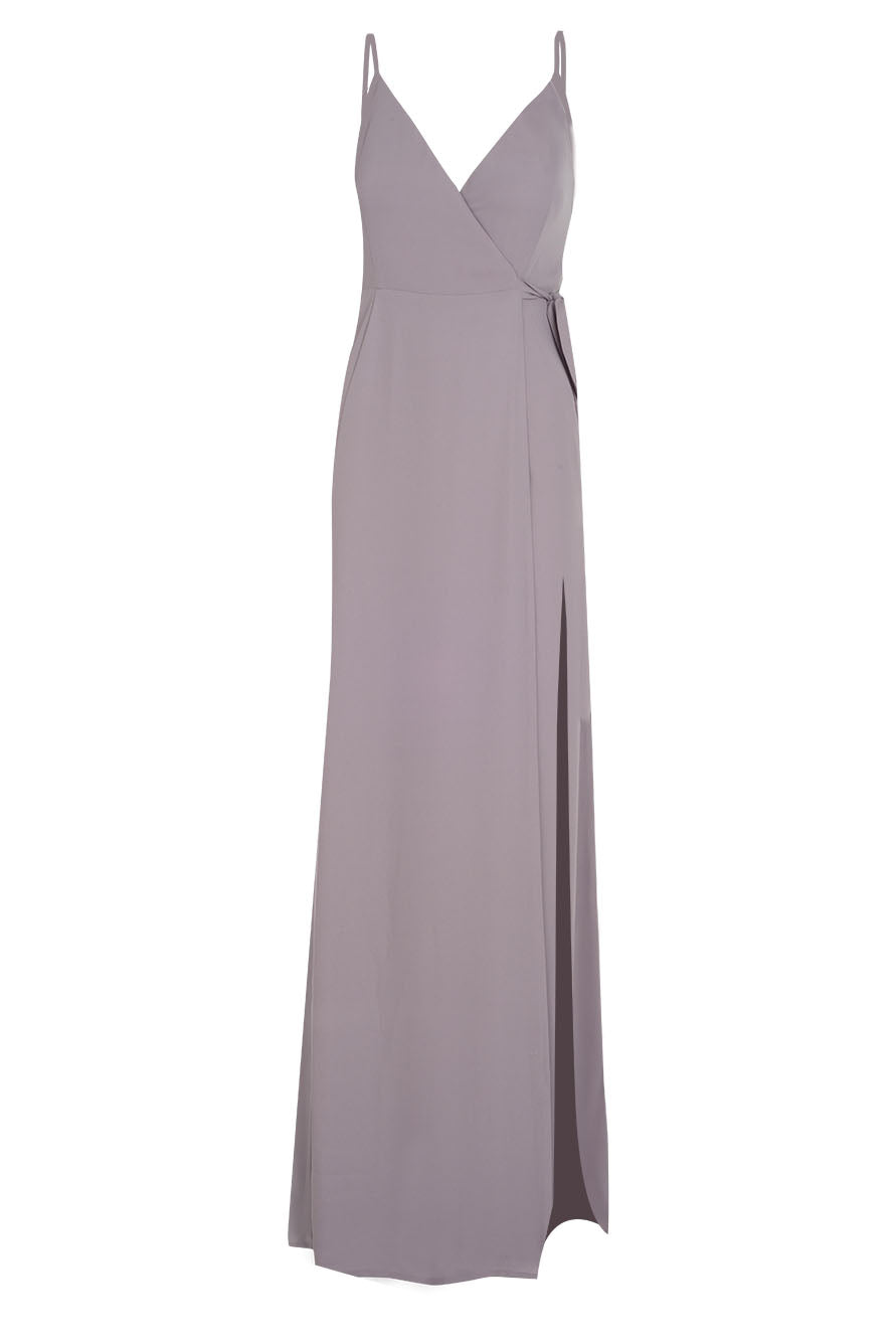 Bridesmaids Dress FRONT SLIT WRAP GOWN Purple