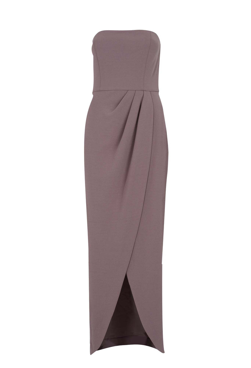 STRAPLESS TULIP HEM BRIDESMAIDS DRESS - DARK ORCHID