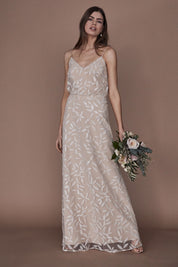 Beaded Blouson Cami Bridesmaid Gown - STEEL PETAL EMBROIDERY