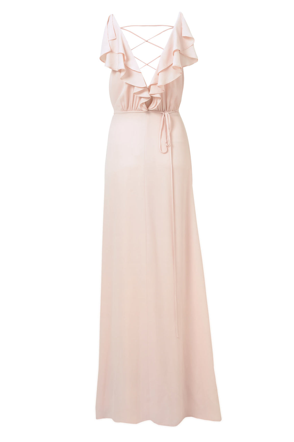 blush bridesmaid wrap dress
