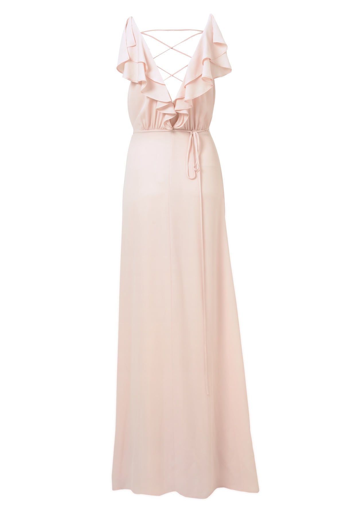 blush bridesmaid wrap dress